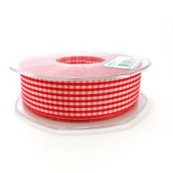 Vichy Ribbon - 25 mm Width - Color Red